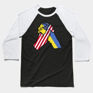 USA and Ukraine flags holding hands Ukraine America Roots Baseball T-Shirt